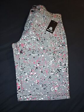 Men's Red Ape Gray Splatter Print Shorts 40